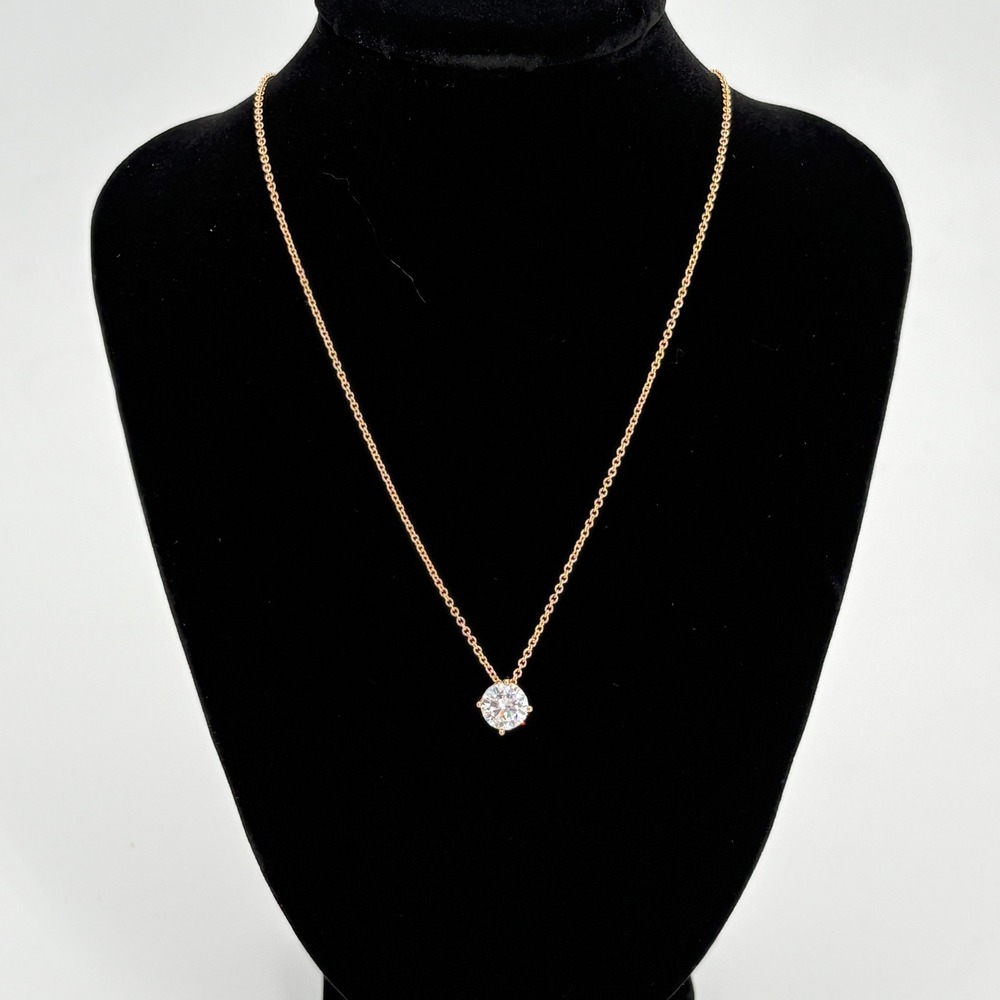 Banana Republic Necklace Gold Tone CZ Round Solitaire Pendant New Minimalist